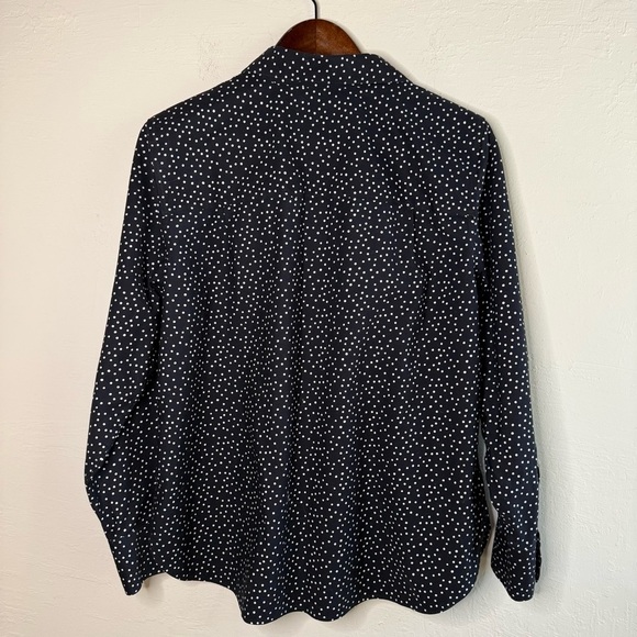 Chico's No-Iron Black and White Polka Dot Shirt Size 12 - Picture 6 of 8